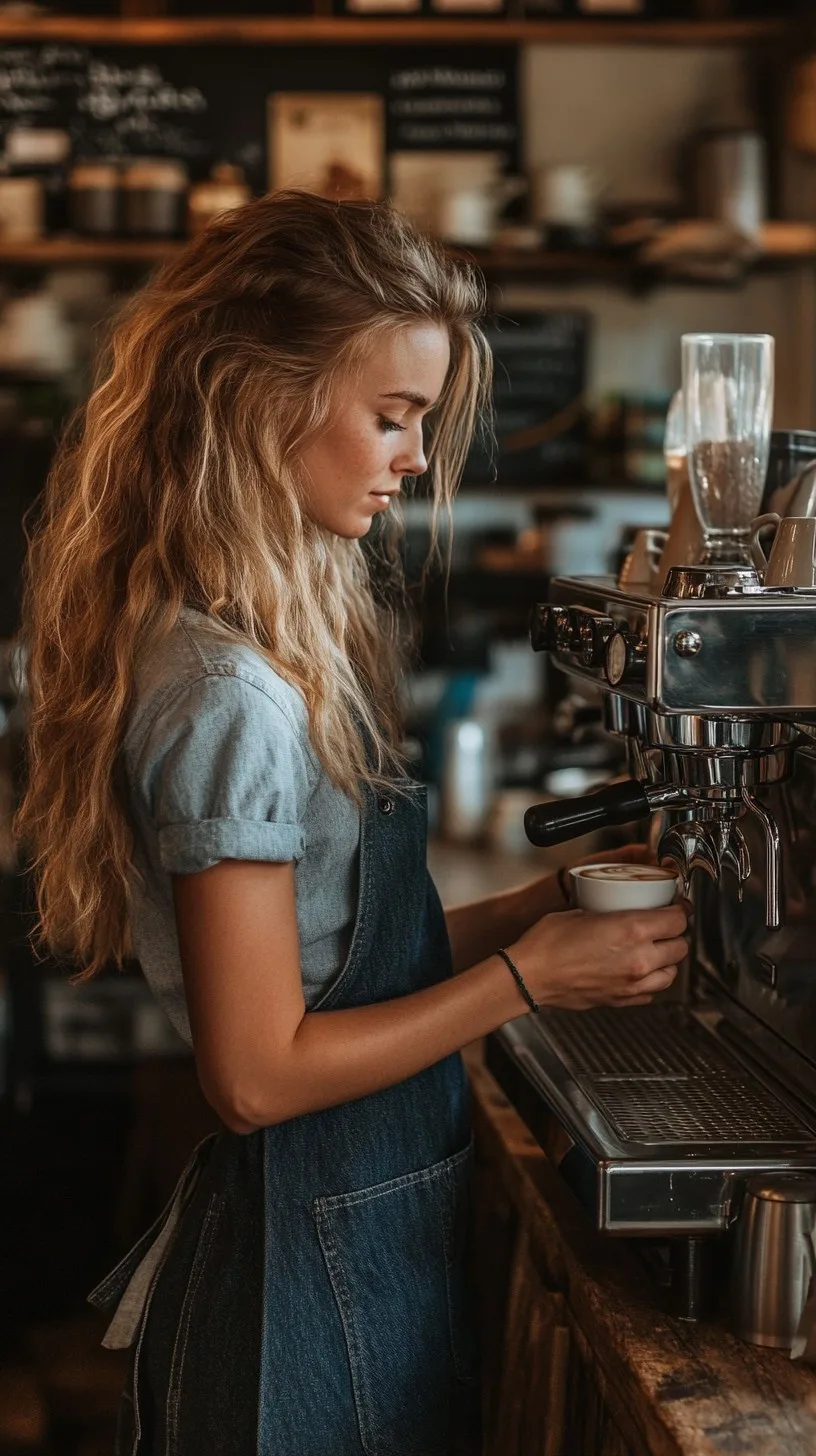 Barista preparando bebidas en la máquina espresso