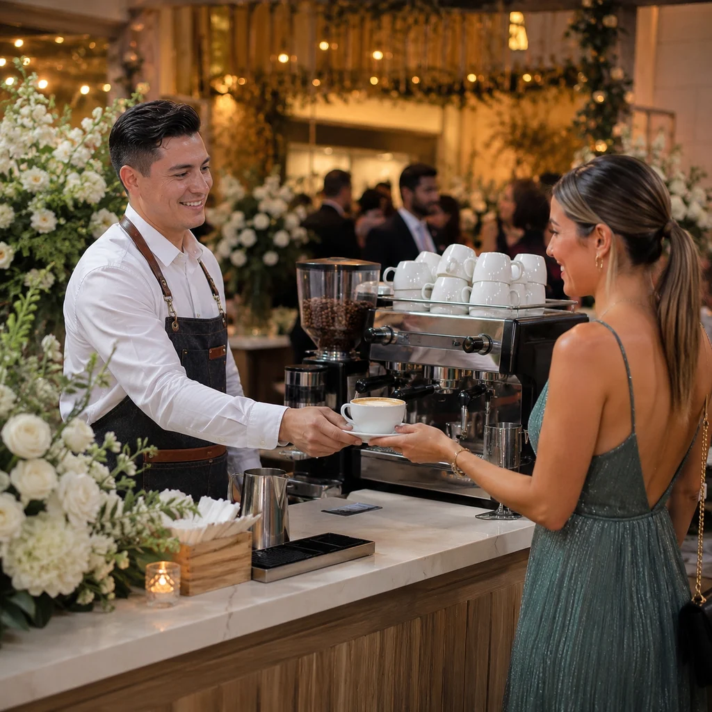 Estación de café gourmet para bodas elegantes en Bogotá