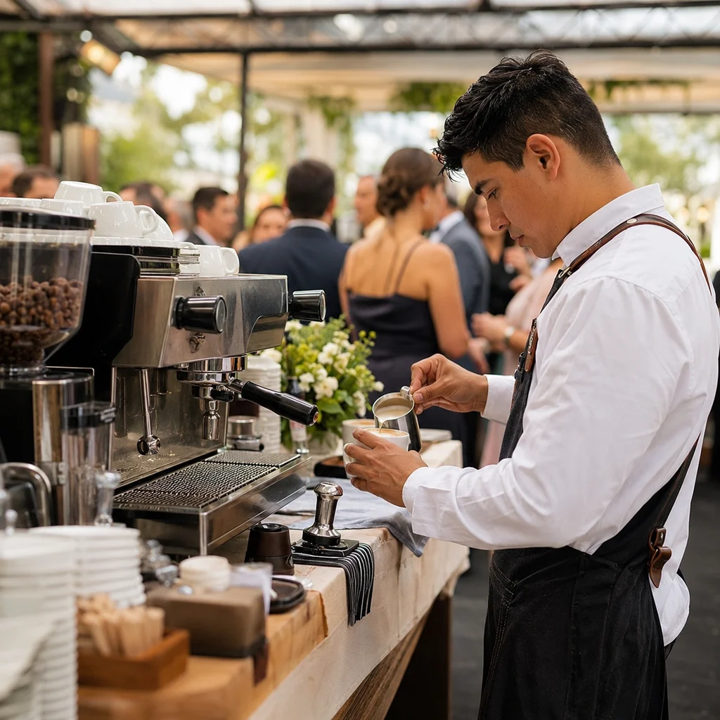 Estación de café gourmet con baristas para ferias y eventos en Bogotá